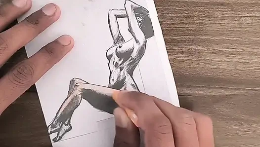 Hintli desi köyü ateşli romantik kız erkek arkadaşı ile resim çizdirdi