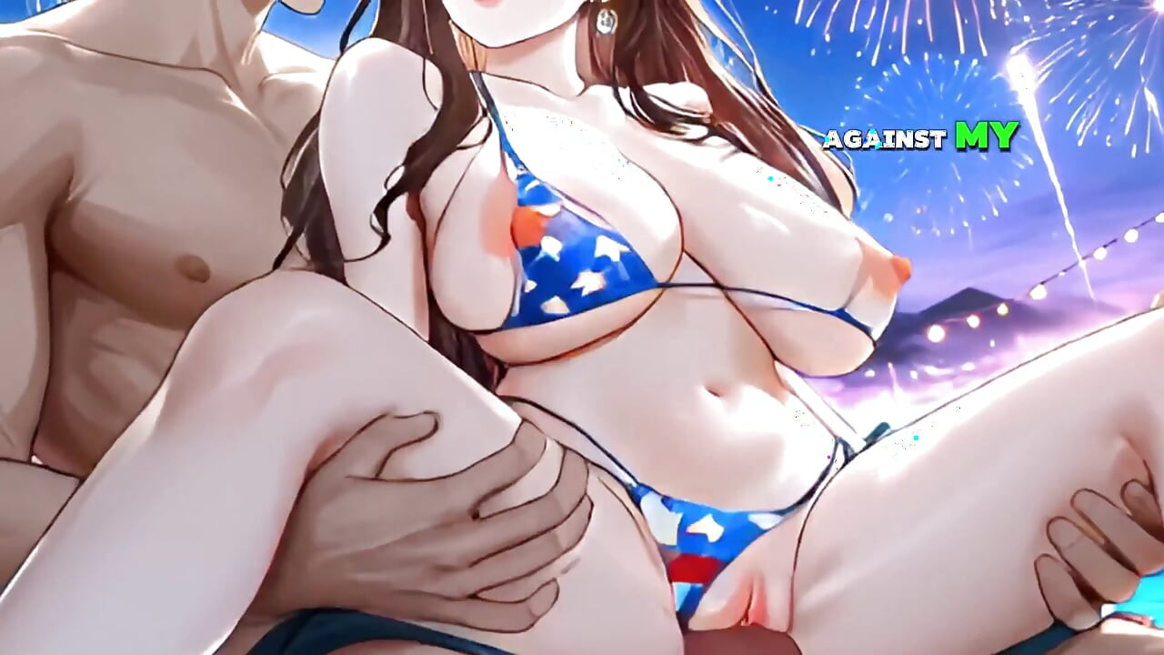 Step Stepsister's Fireworks Creampie While Everybody Watches Outside - Ai Animation