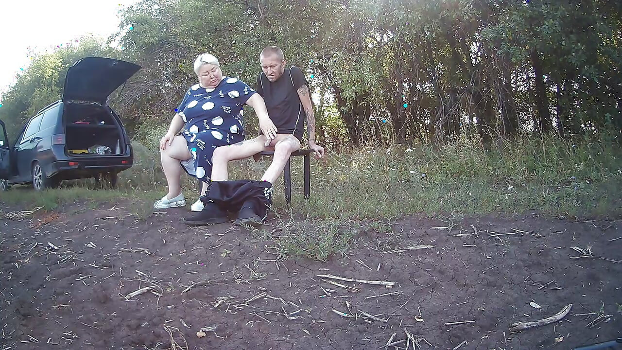 Mother-in-law in a public park jerks off my dick until I cum