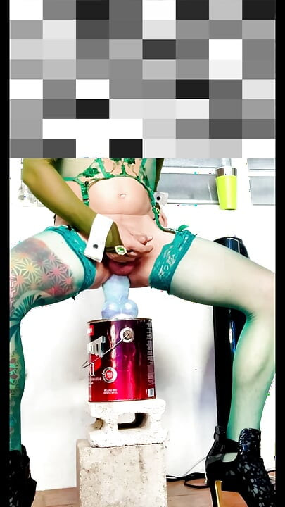 Cute Shemale Dildo Riding Outside with Panties by the Side