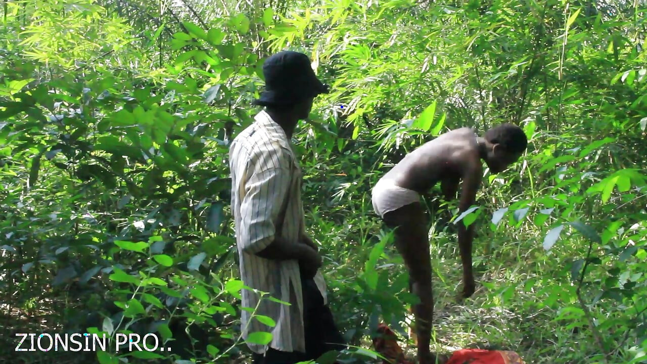 African girl in search of firewood in the bush got fuck by a bush man