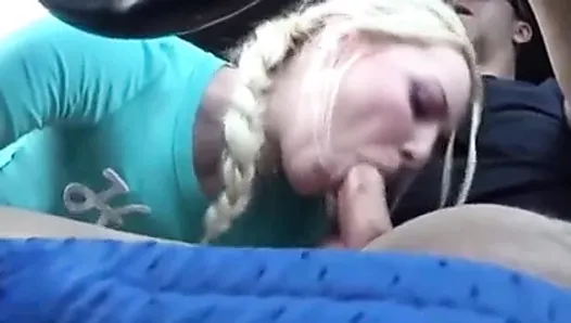 Amateur Cutie Delivers Superb Car Head And Swallows The Load
