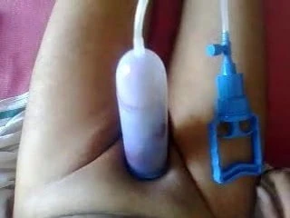 Pumping pierced cock