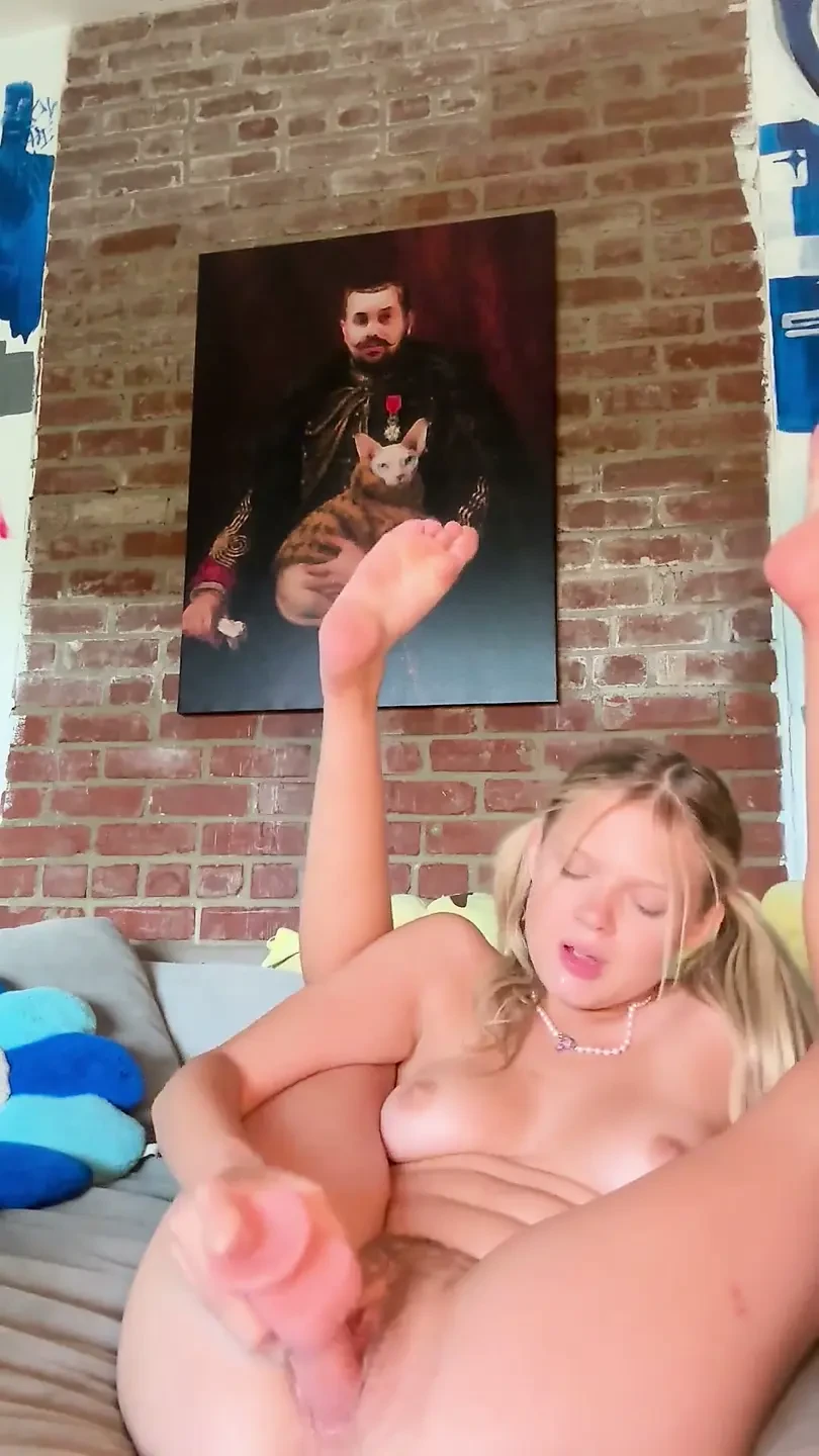 Pigtail Blonde Coco Lovelock Deepthroats Her Dildo