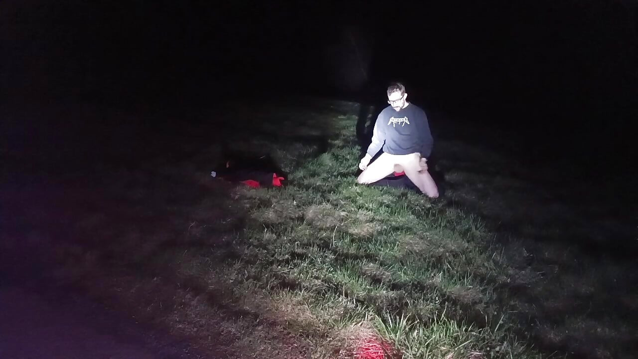 I Strip and Jerk off Outside at Night