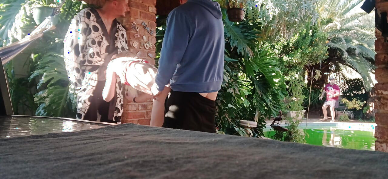 Having Fun in the Garden Blond Suking Cock