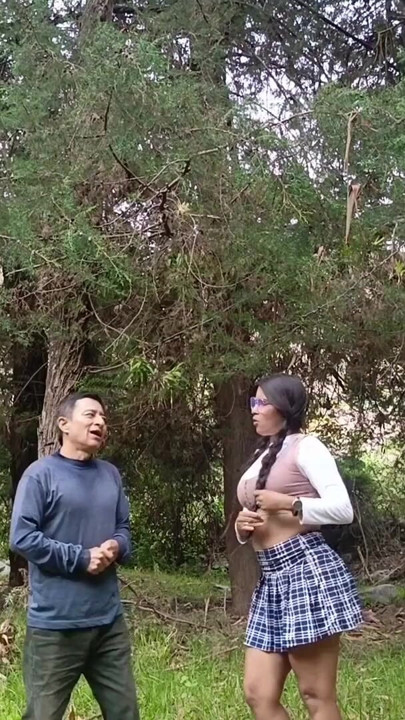 I fuck a beautiful schoolgirl in her uniform in the forest | Clip 1