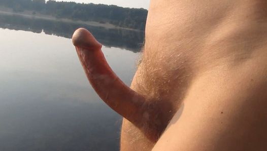 Naked boner walk and cumshot at secret lake