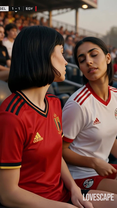 Belgische Ägyptisch lesben beim post match fest (AI)