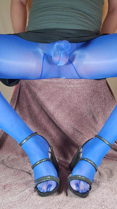 Emotional moment from "Little Dick in sheath pantyhose, crossdress twink in high heels"