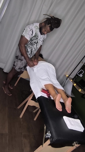 Powerful moment from "Part 1 Ebony Massaging Wife Released By Gentle Cuckold"