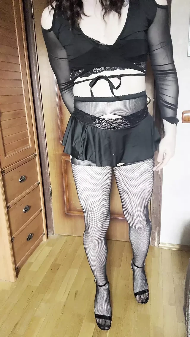 Sissy in chastity cage is hiding something