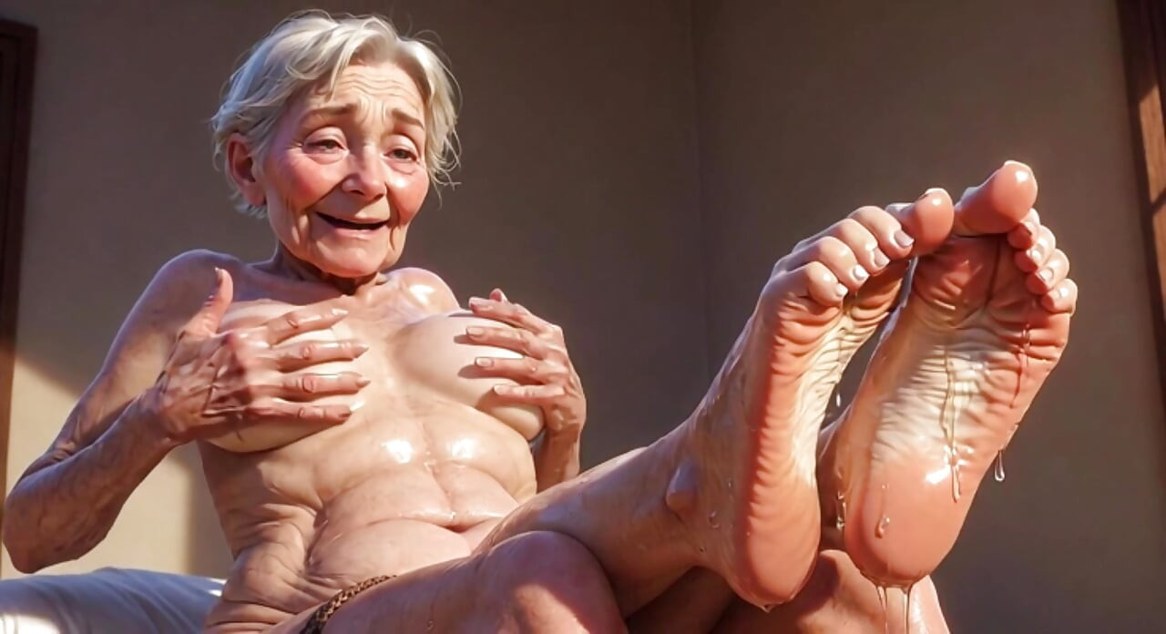 Old Granny Enjoying Oil Foot Massage - Desperate for Tongue in Toes