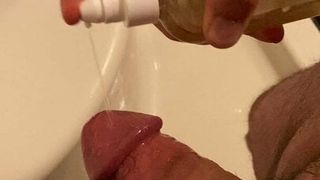 Pee and cum in shower part 2