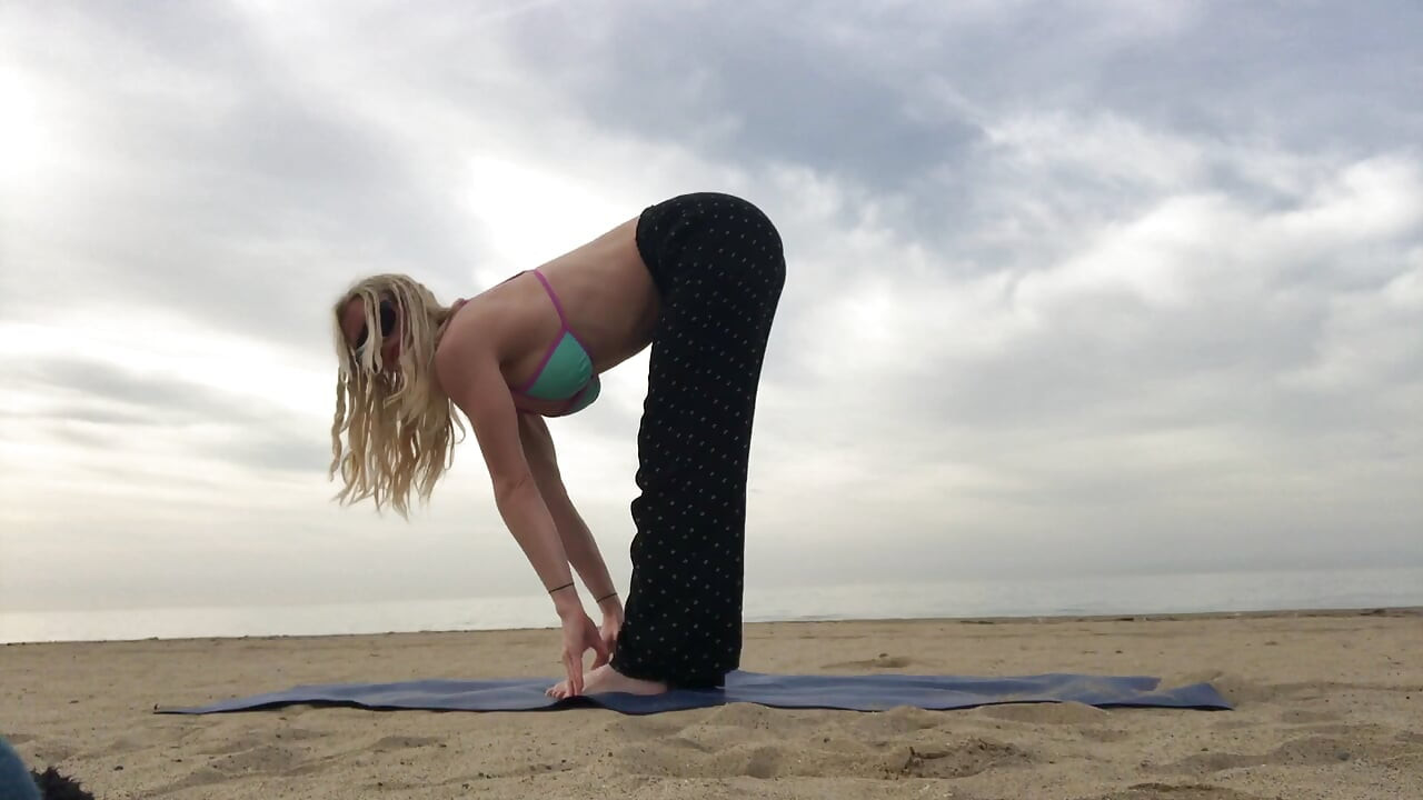 Beach Yoga in Bikini Top
