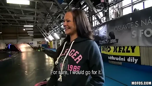 Public Pickups - Sexy Brunette Czech Sandy Ambrosia Strips Down & Gets Fuck by Steve at the Go-kart Track with a Creampie Finish