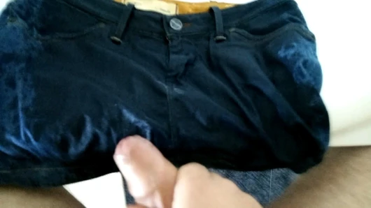 Cum and Piss on jeans skirt of a friend's daughter