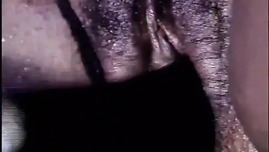 Sexy black lesbians threesome pussy dildo penetrated
