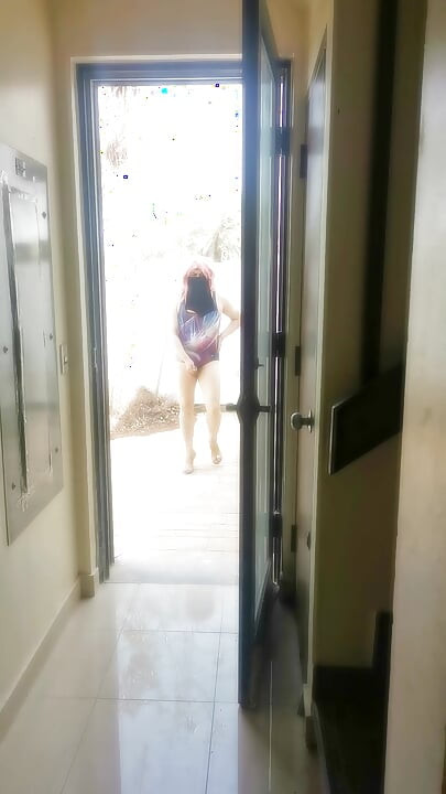 Stepping Outside to tease my neighbours while wearing Hijab