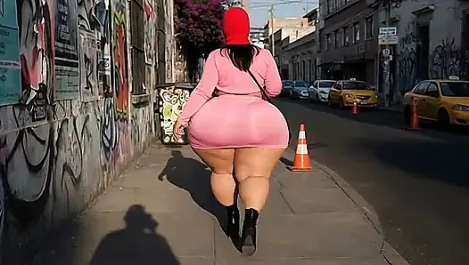 Big Ass Latina Walking on the Street Recorded from Behind