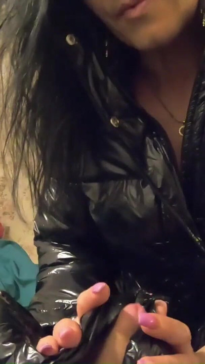 Captivating moment from "MilfyCalla-PREV-  My friend cums 3 times on my New black shiny Puffy DownJacket!-174"