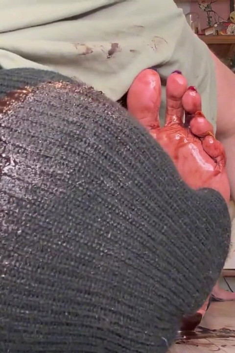 Size 16 Feet Chocolate Syrup Worship - Lick Them Clean Footboy