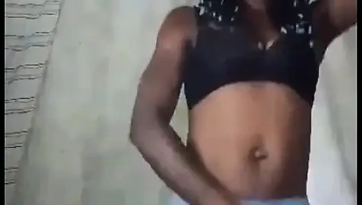 Black girl caresses her alone