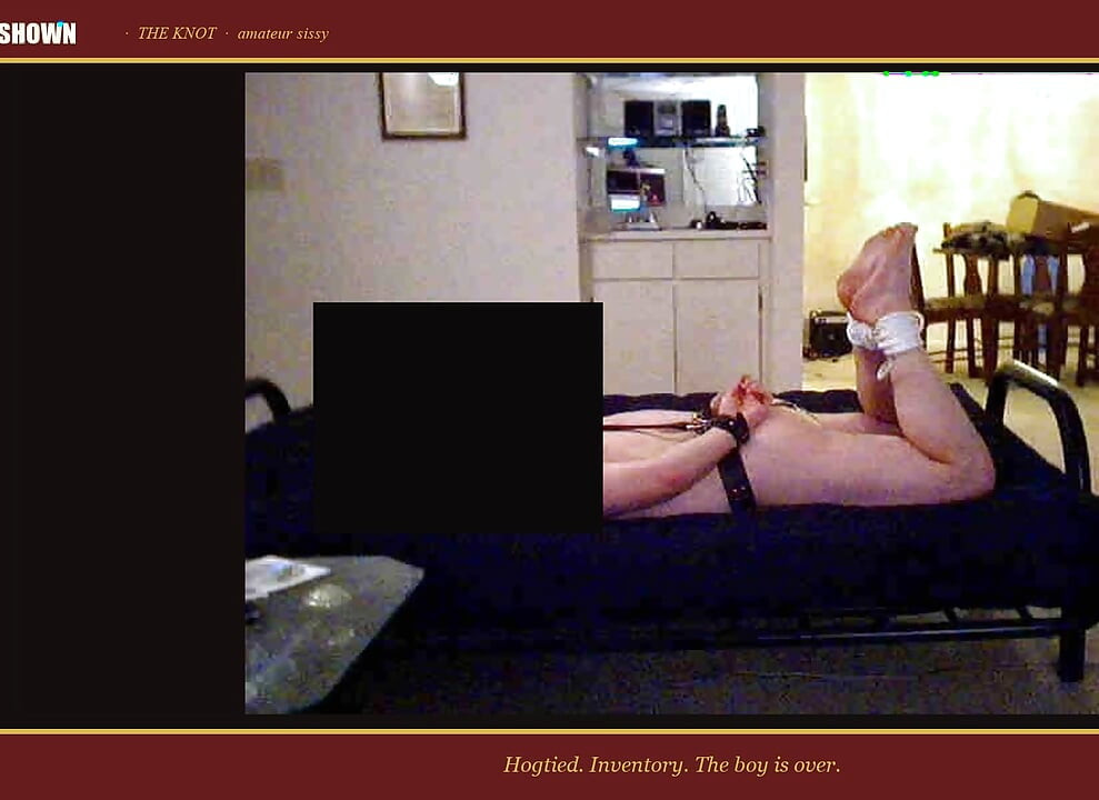 Amateur locked sissy hogtied gagged and presented in chastity