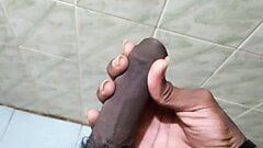 Masturbation of big cock and cum in ass and pussy