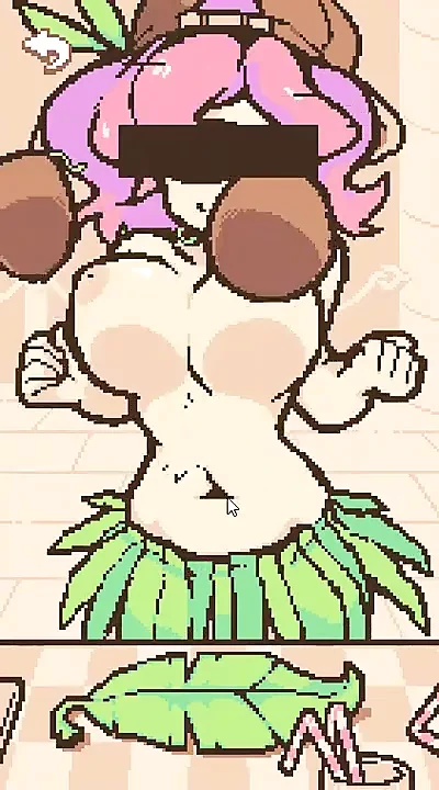 Coconut Shake - игра хентай с пикселями - огромные груди, пляжное доение
