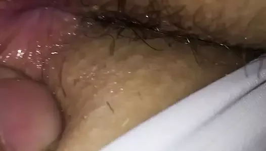 Licking and fingering wife’s hairy asshole