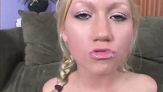 Slim Blonde Teen Rides Huge Dick Until a Facial