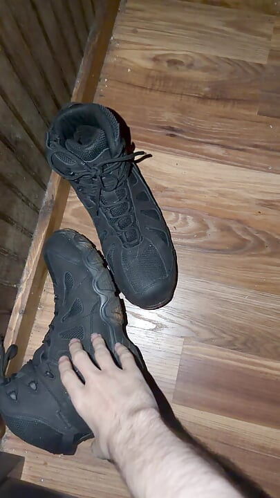 Masturbating then fucking my boot until I cum