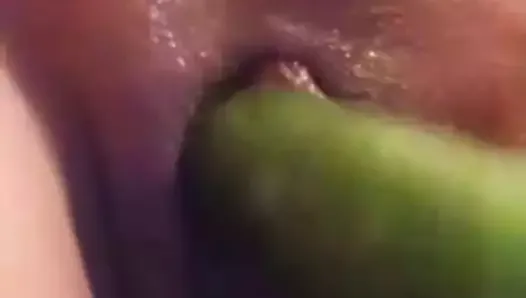 Cucumber inside pussy