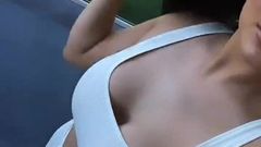 Reality slut 'Kylie J.' in tight white pants and sports bra