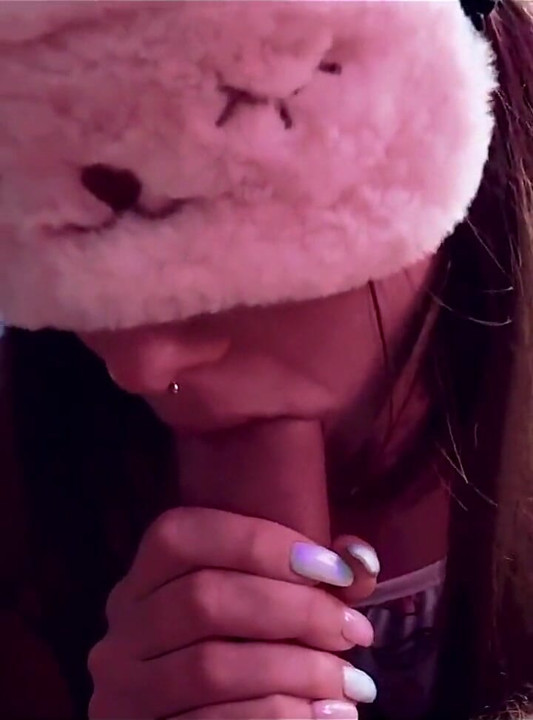 Cute Girl Whipped Cream Blowjob Close up
