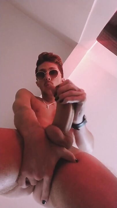 white new boy's dick filled with cum