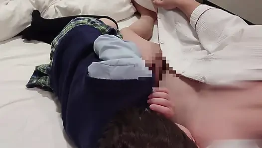 My Pussy Was Tingling, so I Got on Top and Put My Dick in Myself. Creampie While Wearing a College Girl Uniform. Amateur.