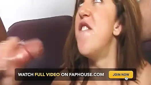 Horny Brunette MILF Deepthroats Throbbing BBC Dripping Cum Everywhere