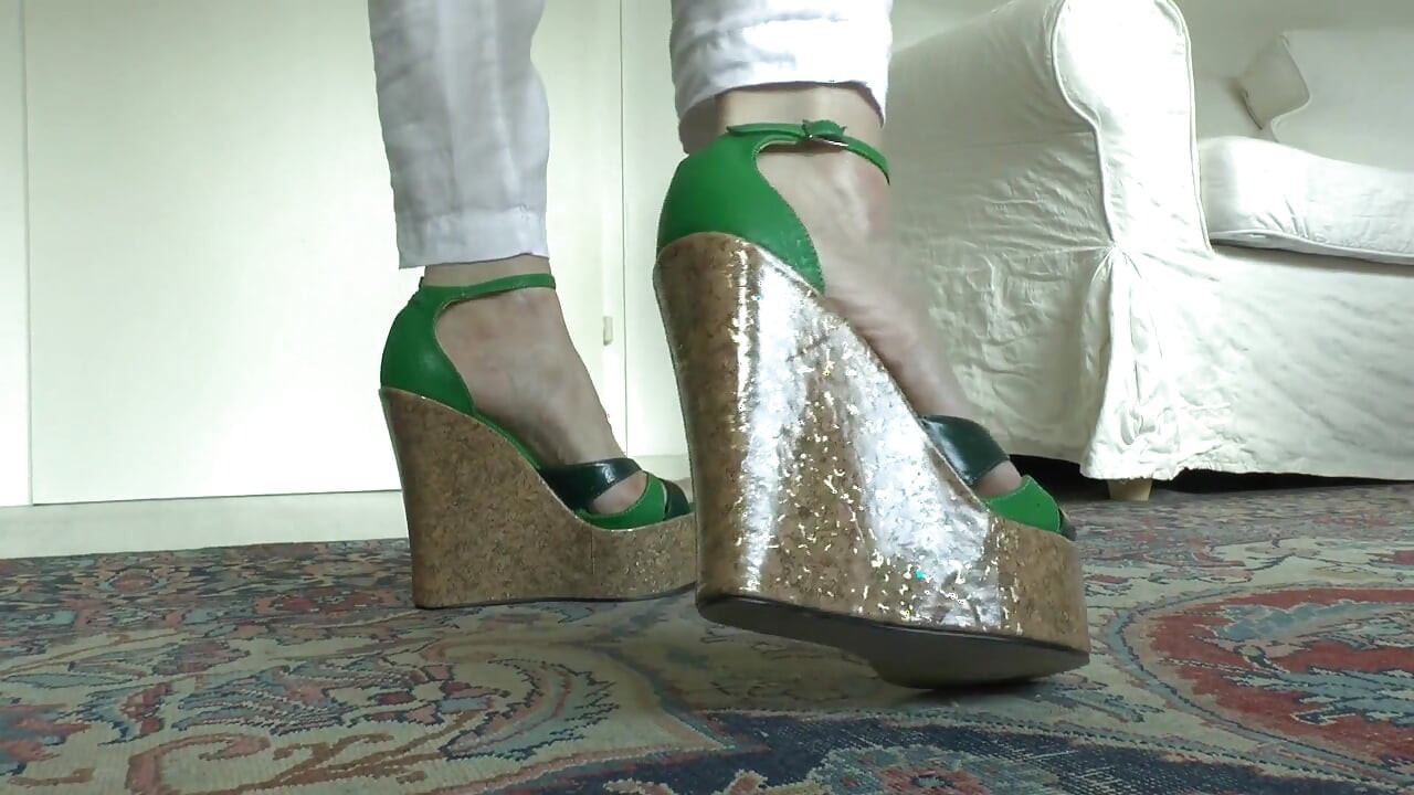 Wedge-heel Sandal Fashion Show for You! Cum in Your Pants! Lady Victoria Valente