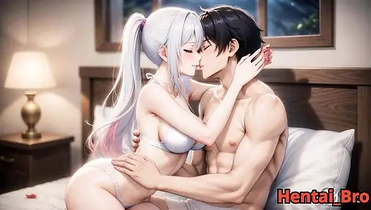 Чувственная пара с серебряными волосами - интимная страсть в спальне