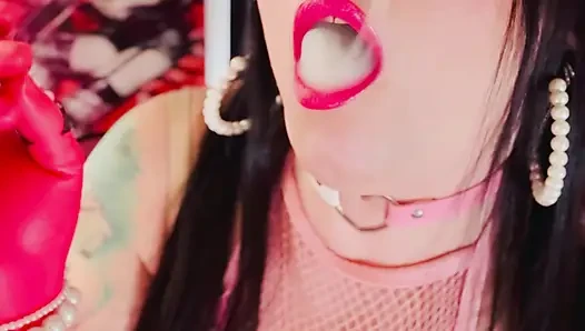 For Those Who Love Latex Gloves & Smoking! Tina Snua Wears Gloves With Rings & Smokes A Cigarette