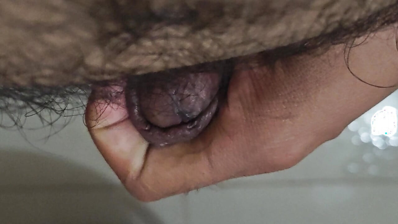 Hairy daddy enjoying cock at bathroom