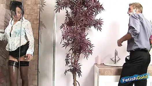 Horny wife with big boobs gets hammered deep by her husband under the sh...