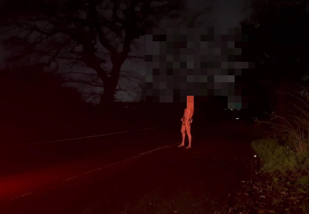 Naked and jerking in the road