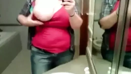 Big tit bathroom selfie  (Web find)