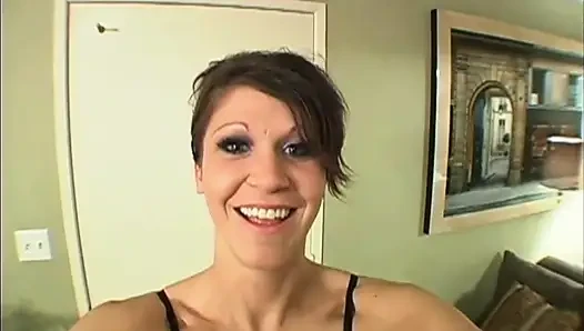 Cute White Girl with Short Hair Sucks a Big Black Cock in POV