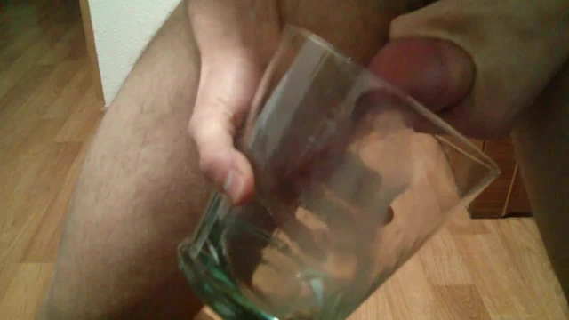Huge cumshot in a huge glass!