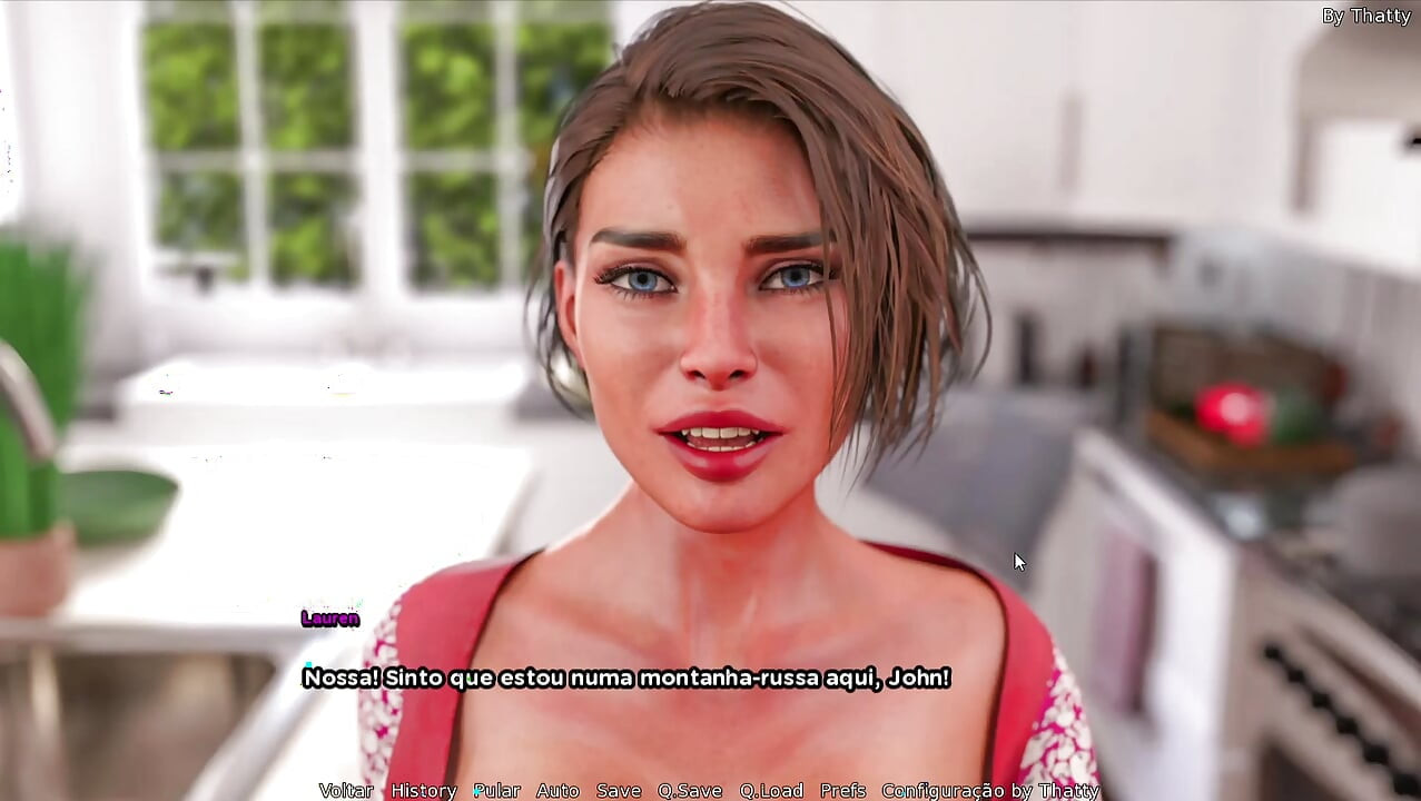 LISC fuck mouth from lauren in kitchen, deep and cum in mouth