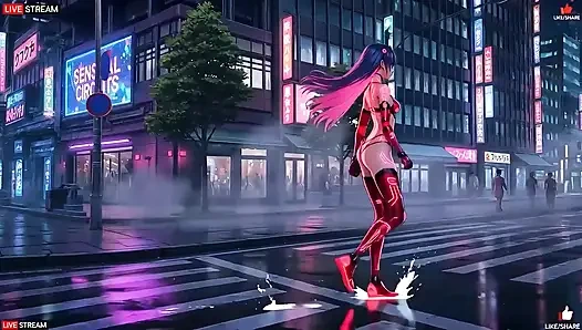 Punk tarzında şehvetli cyberpunk kız - birden fazla ateşli sahne